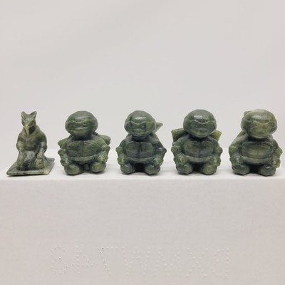 Teenage Mutant Ninja Turtles TMNT Carved Serpentine Jade Color Crystal Figurines