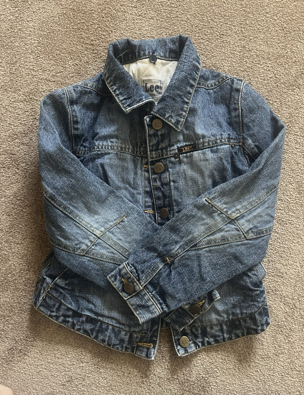 Lee Girls Blue Denim Jacket Size S Quilted Lining Button Front Pockets