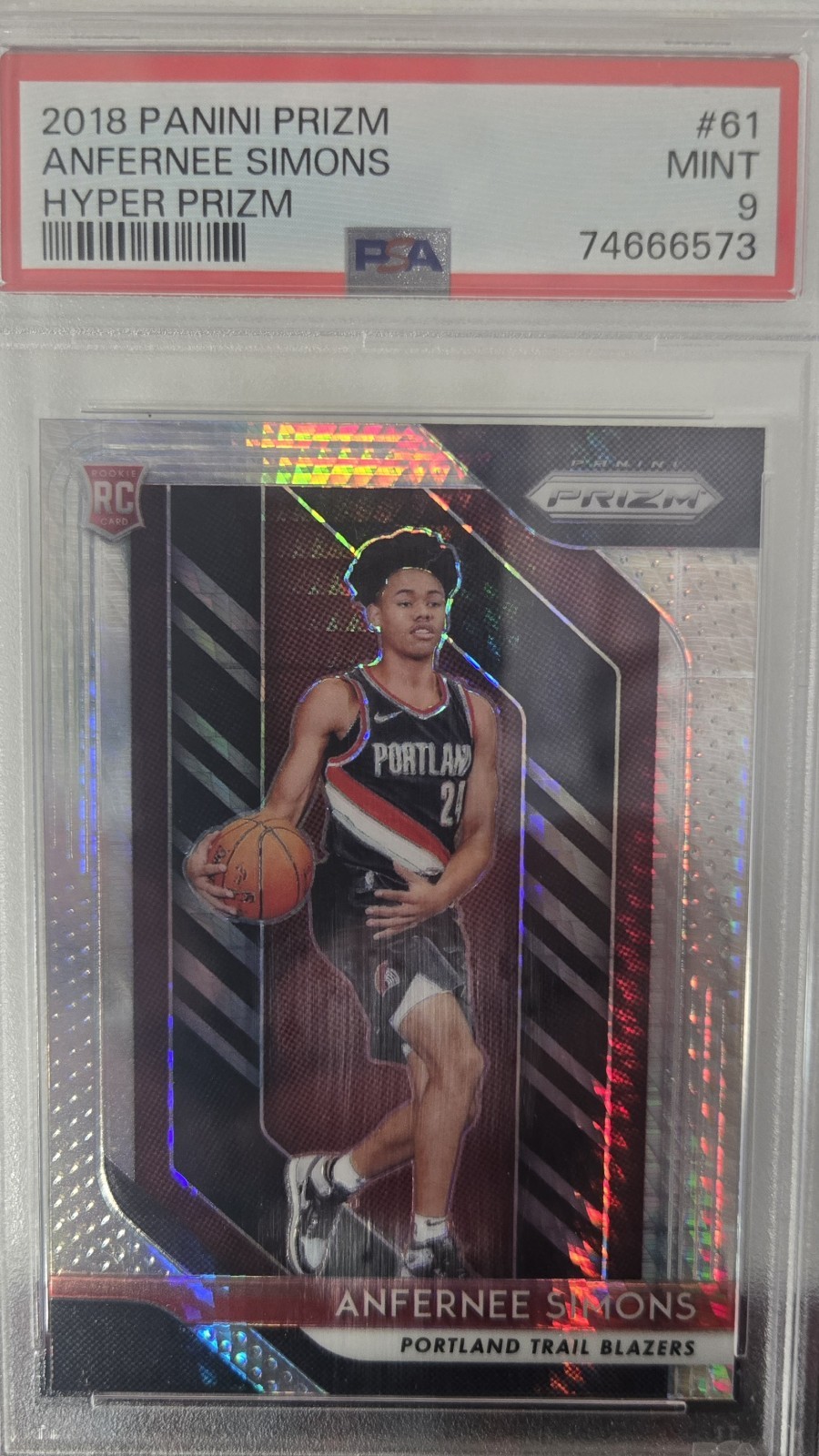 2018 Anfernee Simons Prizm #61 Hyper Prizm PSA 9 MINT Portland Blazers Rookie RC