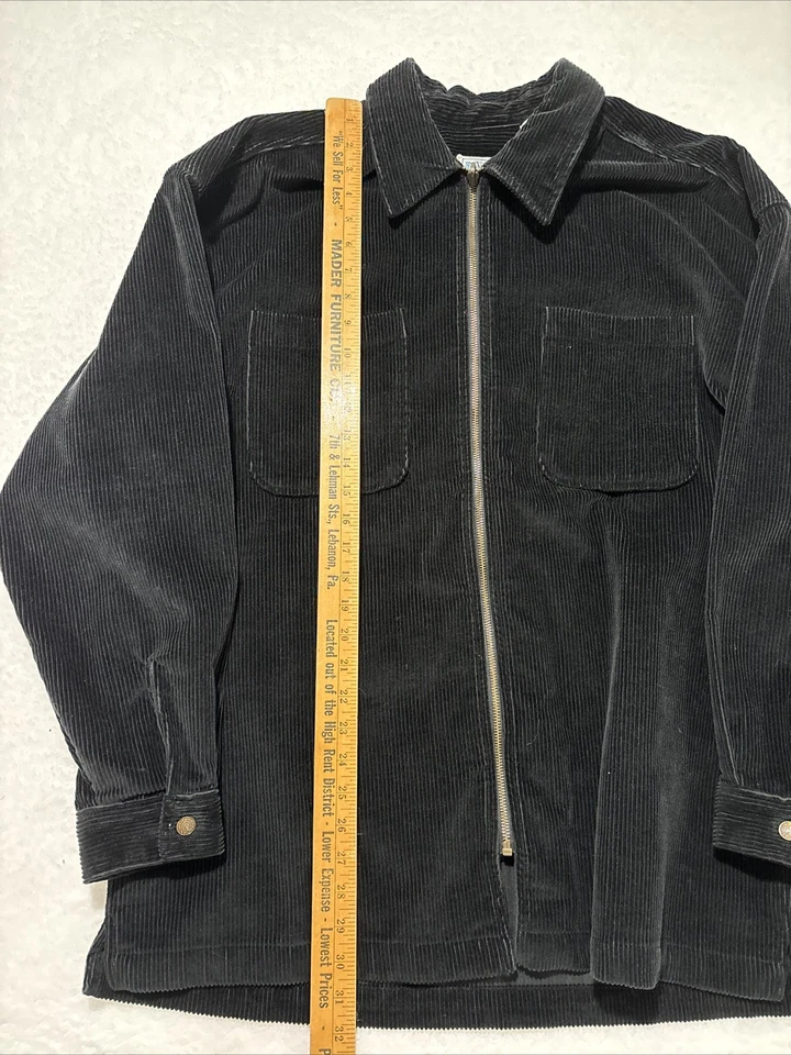 90-е винтажная вельветовая куртка на молнии Canyon River Blues БОЛЬШАЯ черная осень - Изображение 3 из 4