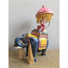 Vintage 60s Air India Mascot Figurine Riding Elephant Colorful Kitschy *READ*