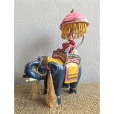 Vintage 60s Air India Mascot Figurine Riding Elephant Colorful Kitschy *READ*