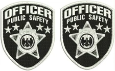 OFFICER public safety 2 EMB PATCH SHOULDER 4.5X3.75 HOOK ON BACK WHITE ON BLACK