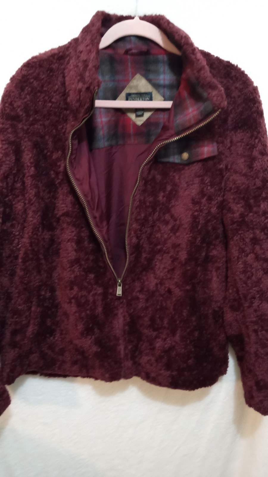 Pendleton Full Zip Jacket Burgundy Long Sleeve 4 … - image 4