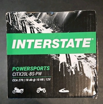 Interstate Batteries 12V 270 CCA Powersport Battery CITX20L-BS-PW