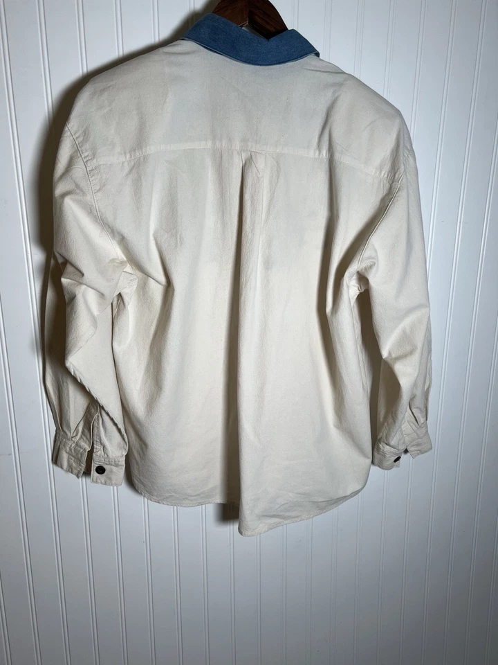 Blusa vintage años 90’s 100 % algodón con detalles denim y apliques para mujer talla L Foto 3 de 4