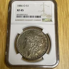 1886 O Morgan Silver Dollar NGC XF45 Toned Obverse & Reverse
