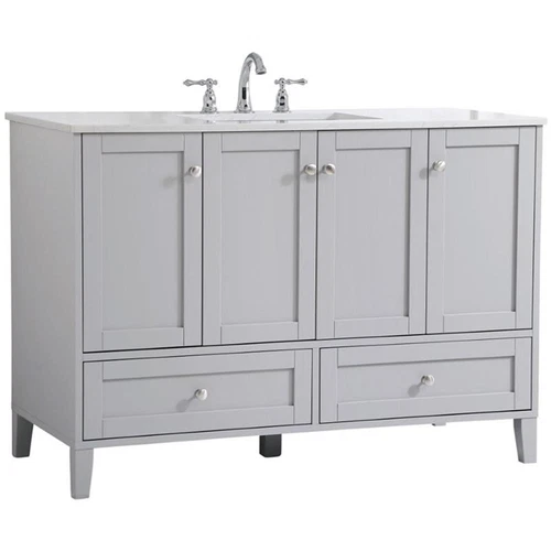 Elegant Decor Sommerville 48" Single Quartz Top Bathroom Vanity in Gray - Picture 4 of 15