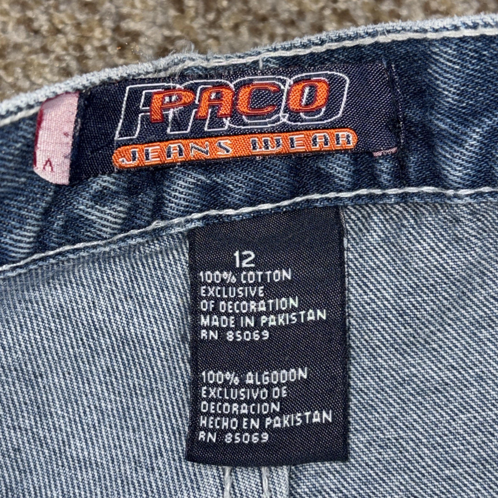 Vintage Y2K Paco Denim Wide Leg Skater Carpenter Jeans Boys Sz 12 Fits 26 X 26 - View 6