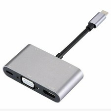 Type C to HDMI/VGA/USB 3.0/3.5mm Audio/USB-C PD Port Adapter 5 in1 Converter Hub