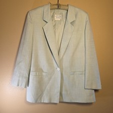 Vtg Pendleton Country Sophisticates Blazer 18W Green Silk Blend Made in USA 80s