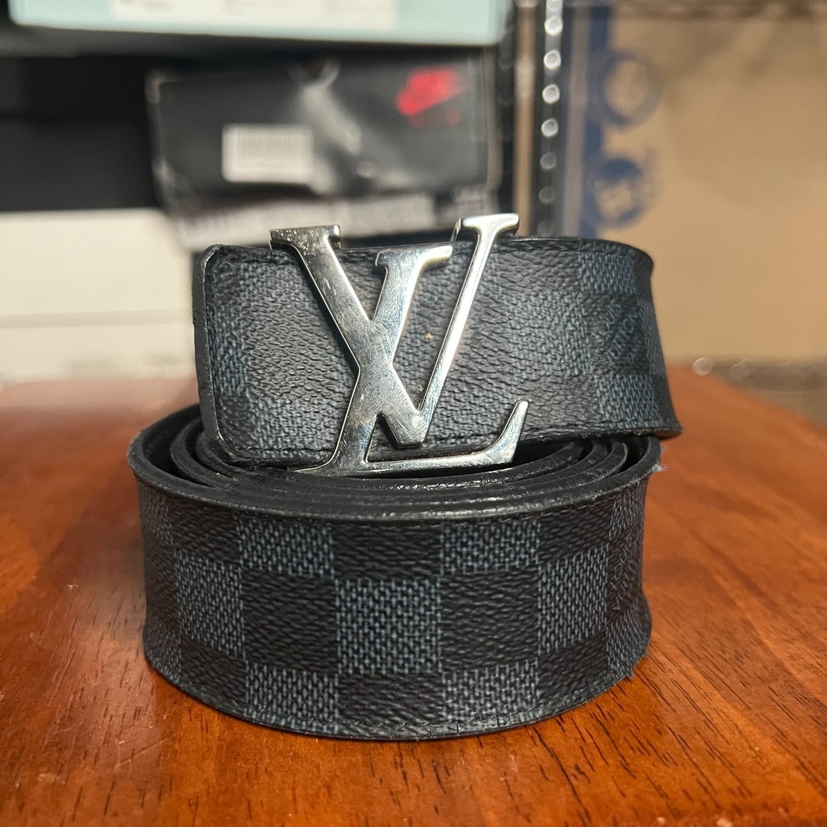 Size 40 US (110/44) - Louis Vuitton Damier Graphite Navy Belt 