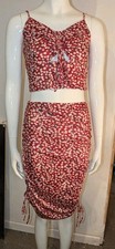 Women's Shein 2 Pc Halter Crop Top & Matching Knee Length Skirt Size Medium