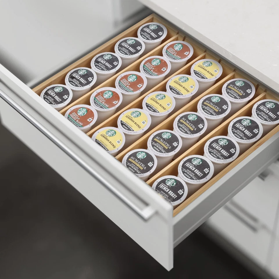 Portavasos de bambú K para cajón o encimera soporte para cápsulas de café 25-36 K taza po... Foto 2 de 4