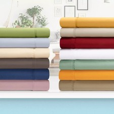 Soft 4 PCs Waterbed Sheet Set 1000TC 100 Cotton Solid Colors US Sizes