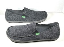Sanuk Men  s Slip On Shoes Black Grey Rounder Mesh Loafers Size 9 US 1017916 