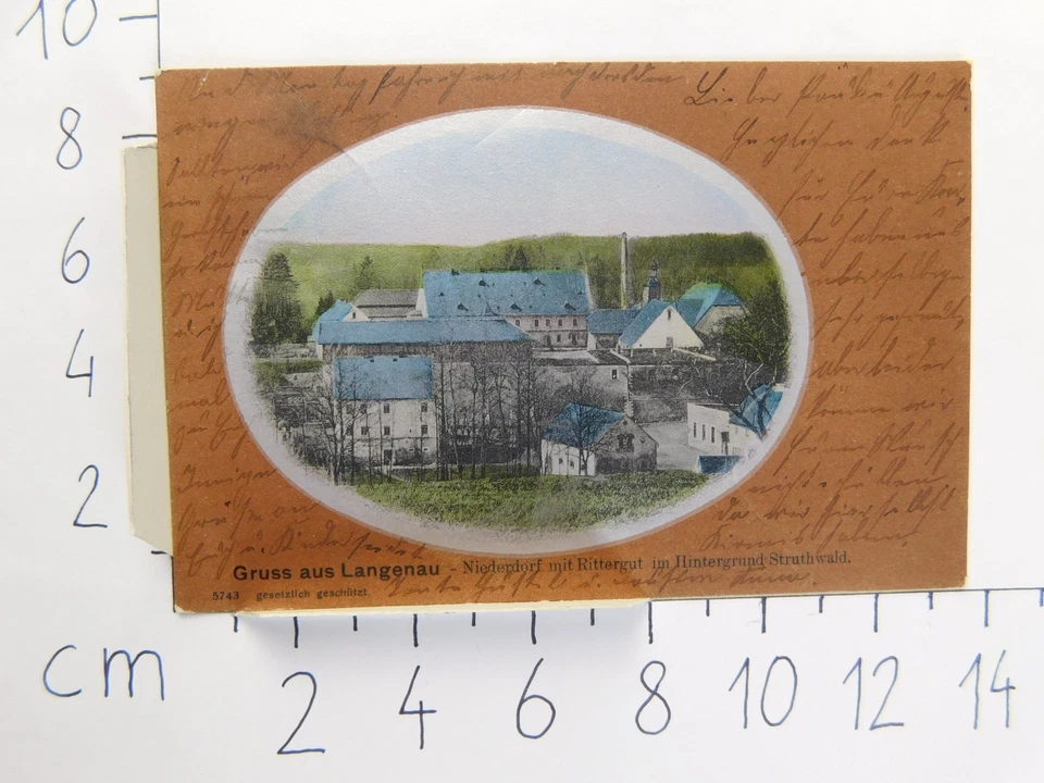Langenau 1904 Ansichtskarte Rittergut Niederdorf Struthwald 09618 antike AK - Bild 4 von 4