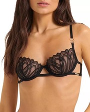 Image of BlueBella Lana Art Deco lace balconette bra in black size 32C