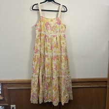 American Eagle Boardwalk Midi Dress in Yellow Floral Women’s L coastal sundress