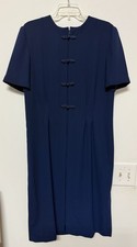 Debra Michaels Collection Dress Blue Size 12 Short Sleeve Embroidery Zipper Back