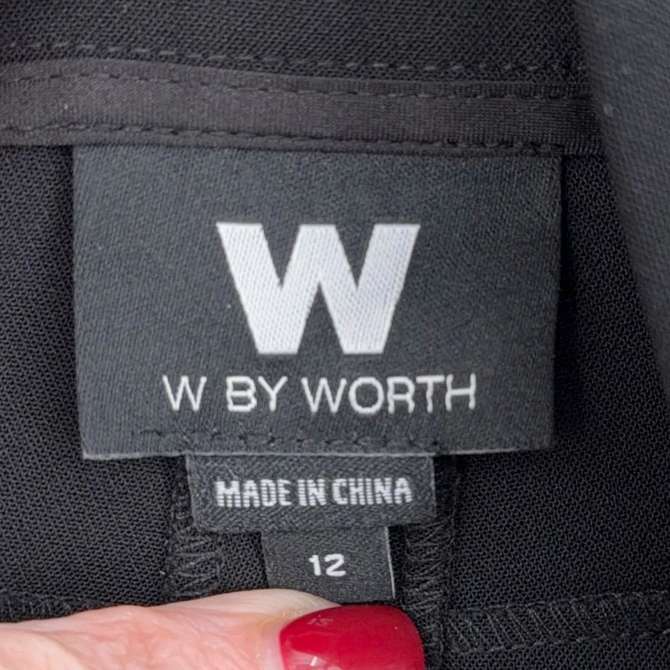 Pantalones de crepé W BY WORTH negros de pierna ancha para mujer talla 12 poliéster elastano Foto 3 de 4