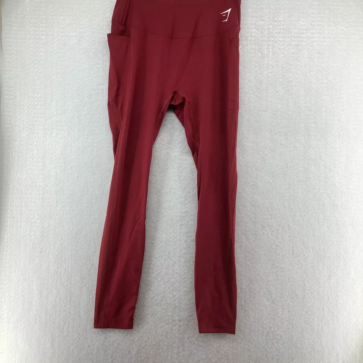 Gymshark Womens High Waisted Mesh Pocket Burgundy Compression