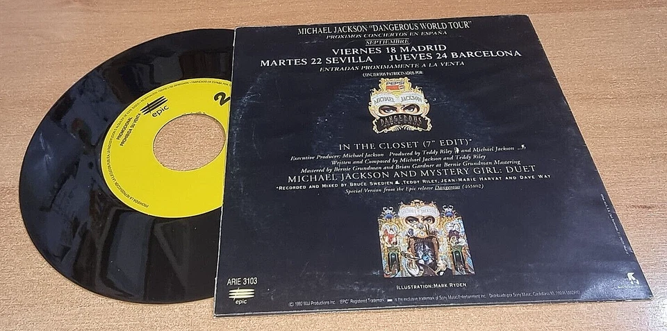MICHAEL JACKSON In the closet 7" SPAIN PROMO SINGLE VINYL RARE SPAIN TOUR DATES - Image 2 of 3