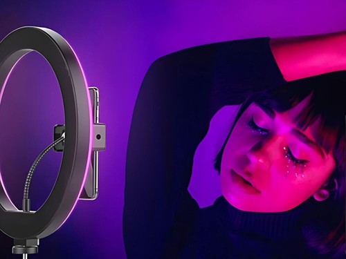 LED Ringlicht mit Stativ Handy - Selfie Licht Ringleuchte RGB Ring USB - Photo 5/5