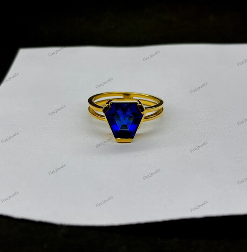Unique Lab-Created Blue Sapphire Ring, 925 Solid Sterling Silver Handmade Ring
