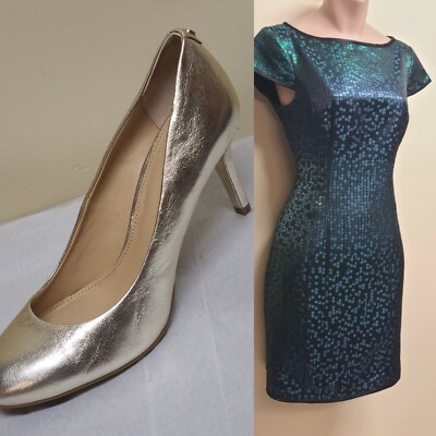 nanette lepore green sequin dress blue with black shimmer dress, size 4, made in USA 8th Grade Formal Dress