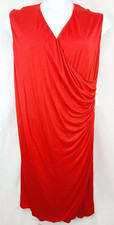 Women's sleeveless sexy red faux-wrap dress Plus size 2X Ralph Lauren high slit