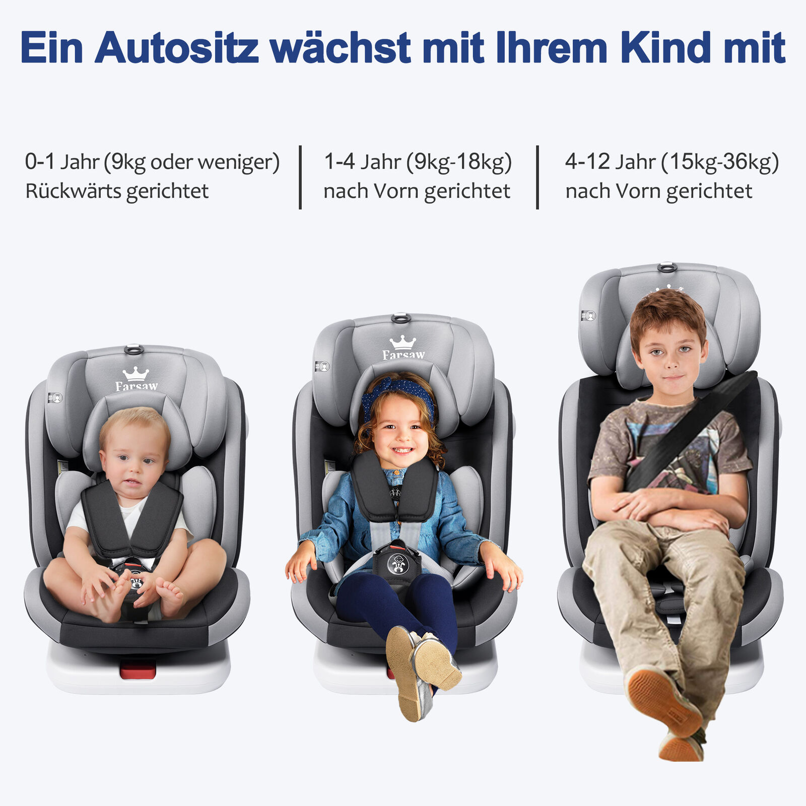 FARSAW Kindersitz 0-36KG Isofix Top Tether Autokindersitz Autositz ECE ISOFIX