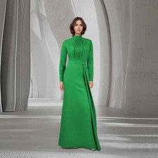 Jersey Tiered Evening Dresses A-line High Collar Bespoke Occasion Gown Dresses