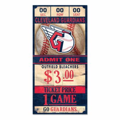 CLEVELAND GUARDIANS GAME TICKET ADMIT ONE GO GUARDIANS WOOD SIGN 6''X12'' NEW  