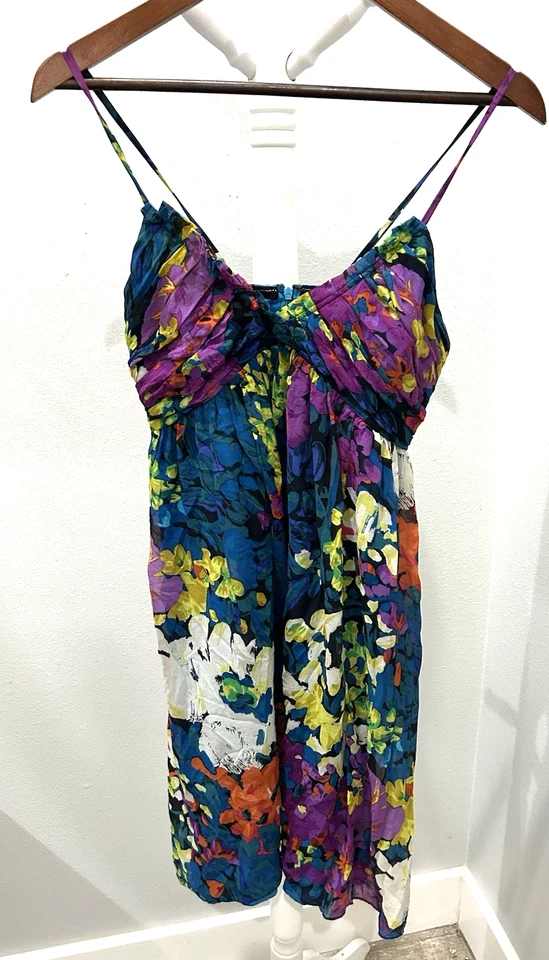 Vestido Vintage Y2K 100% Seda Talla 4 Caprichoso Hada Glam Sweetheart Empire Años 2000 Foto 2 de 4