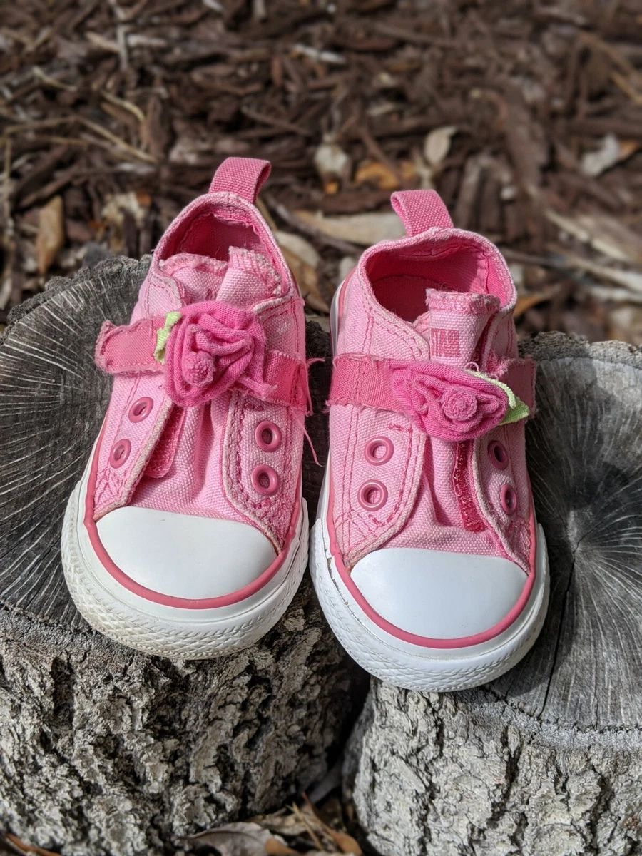 Converse All Star Simple Slip Pink Flower Toddler Girl s Sneakers