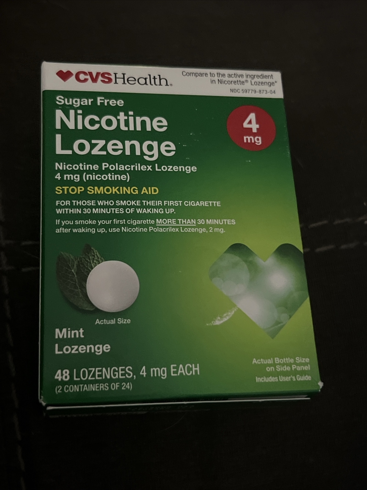 CVS Health Sugar Free Nicotine Lozenge 4mg Mint Flavor 48 Count Exp