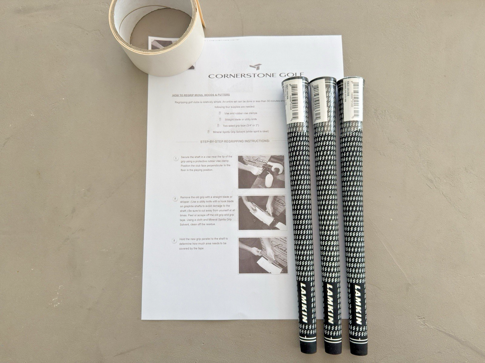 Lamkin Crossline Standard Golf Grips x 3 + Tour Grade Tape & instructions