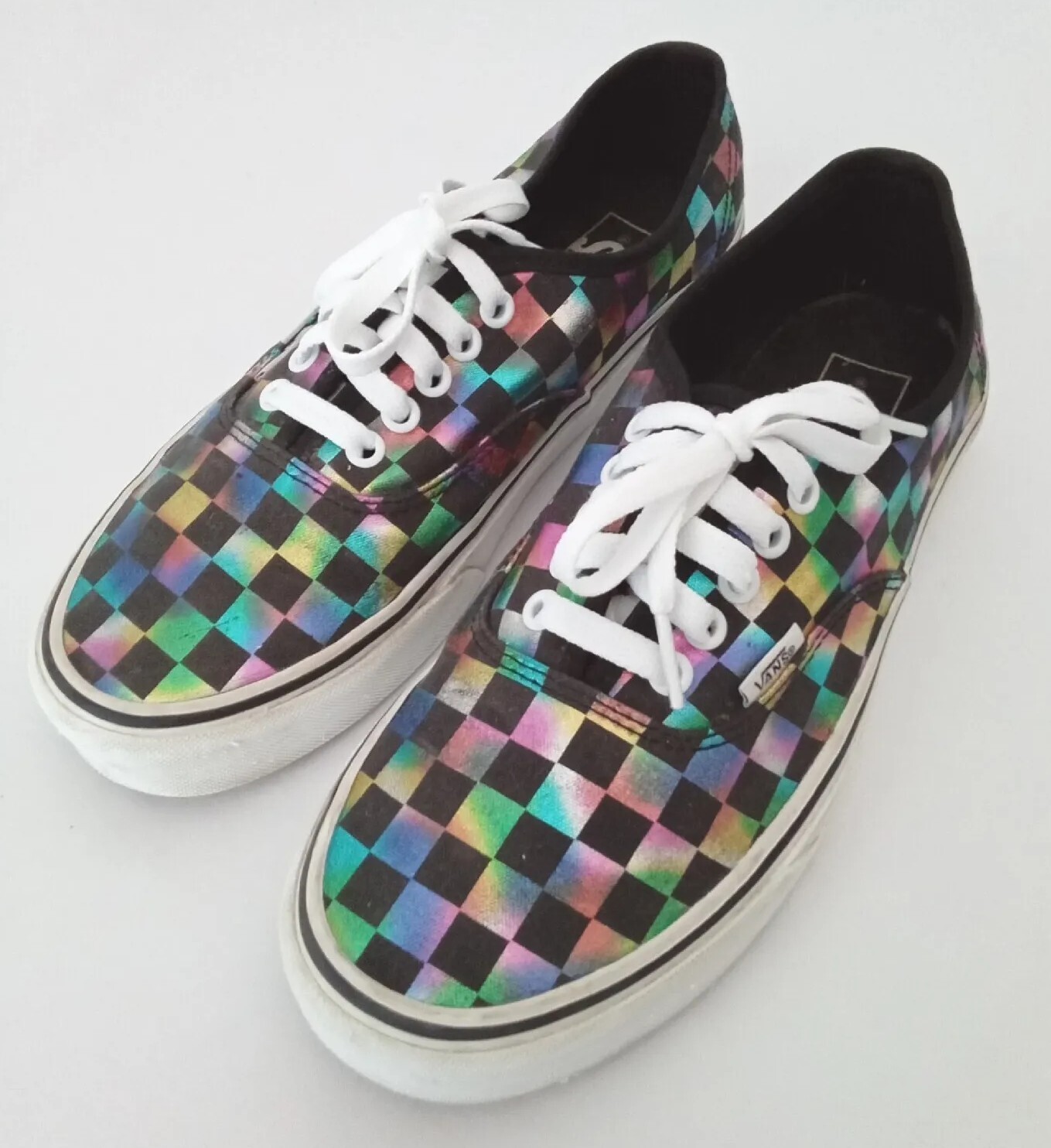 RARE VANS Reflective Multicolored Checkered Shoes… - image 1