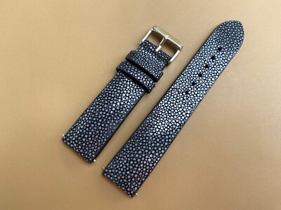Black Stingray Leather Watch Strap Band, Size 18mm 19mm 20mm 21mm 22mm 24mm 26mm