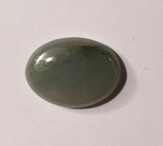 antique Japan Carved JADEITE / JADE 1 Light Translucent Green CABOCHON 21x15mm - Image 4 of 4