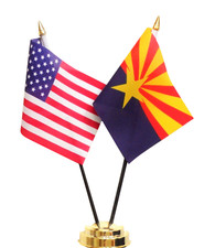 Set bandiera da tavolo doppia amicizia Stati Uniti d'America e Arizona