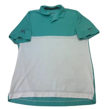 Nike Golf Tour Performance Men M Dri Fit Polo Shirt Teal White Vented Medium EUC