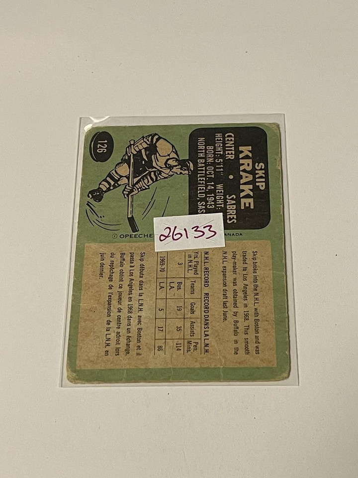1970-71 O-Pee-Chee #126 Skip Krake POOR **026133 | eBay