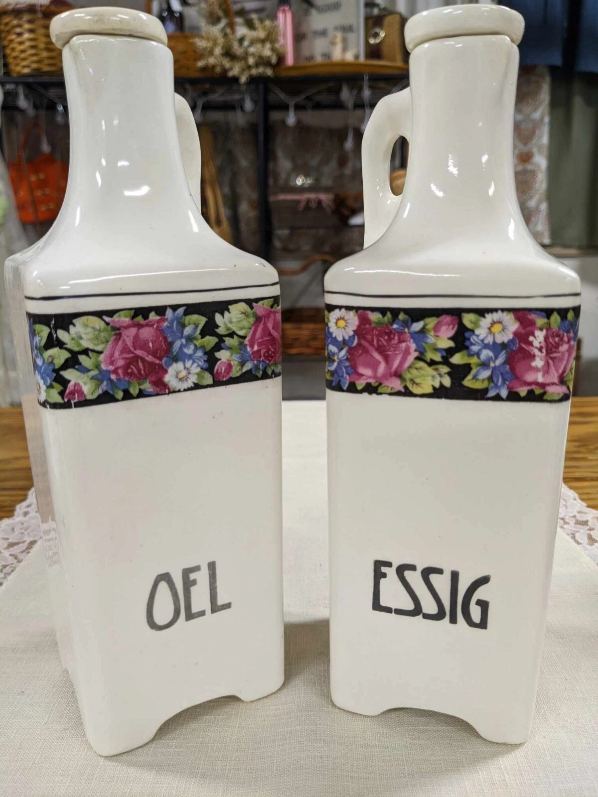 Earthenware Oil And Vinegar Bottles With Lid And Handles