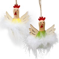 Deko HüHner Osterdeko Holz HäNgedeko 8Cm 6Er Set FrüHlingsdeko, 6 StüCk