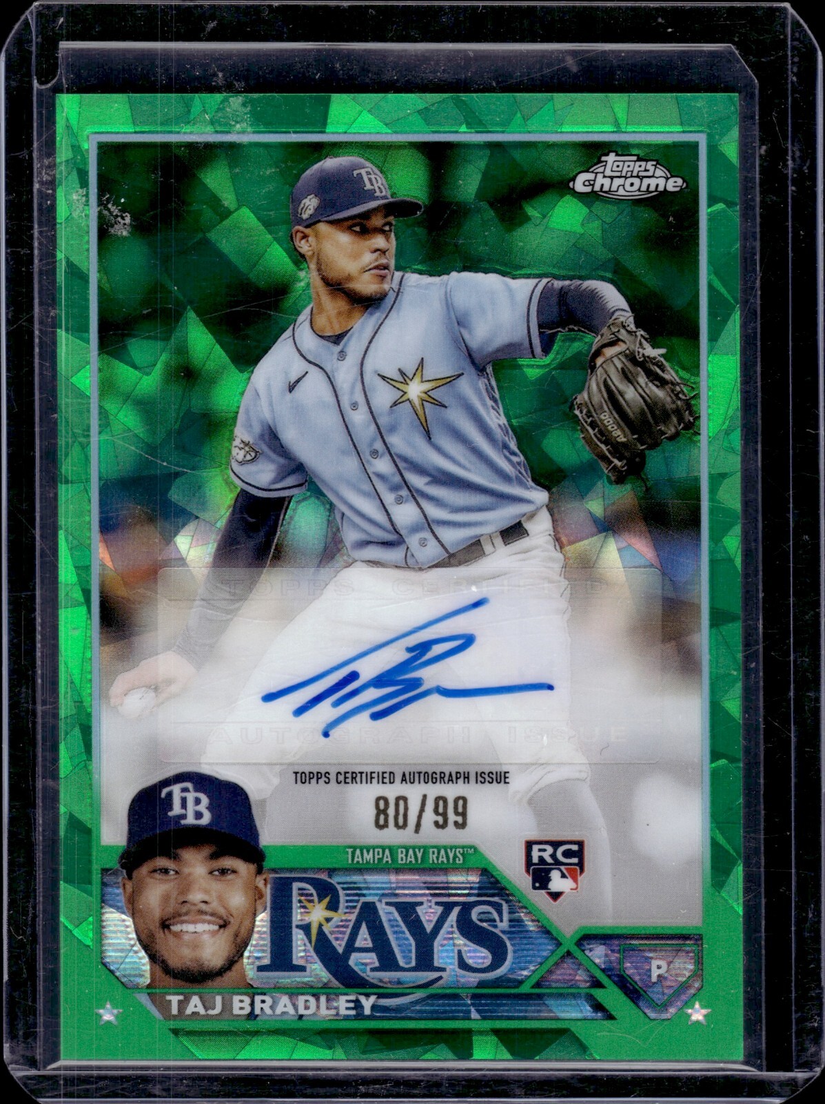 TAJ BRADLEY 2023 Topps Chrome Update Sapphire Green Refractor Rookie RC Auto /99