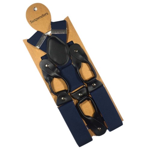 Men's 6 Button Hole Wide Elastic Suspenders Leather 35mm Trousers Braces Belt - Picture 23 of 41