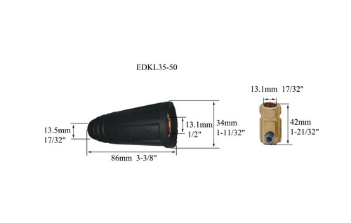 Welding Cable Joint Quick Connector Female DINSE-Style 200-300A 35-50 SQ-MM 2pk - Picture 2 of 2