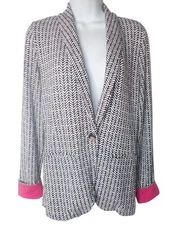 Hatley Blazer Women S Black Chevron pattern with pink Flip Cuff Preppy Fun